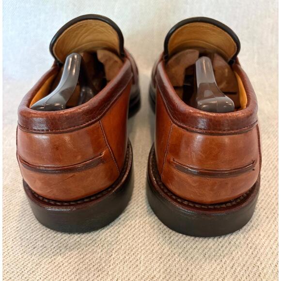 Allen Edmonds BRETON Penny Loafers 8 D Chili Brown Split Toe Leather Shoes USA - Picture 5 of 8